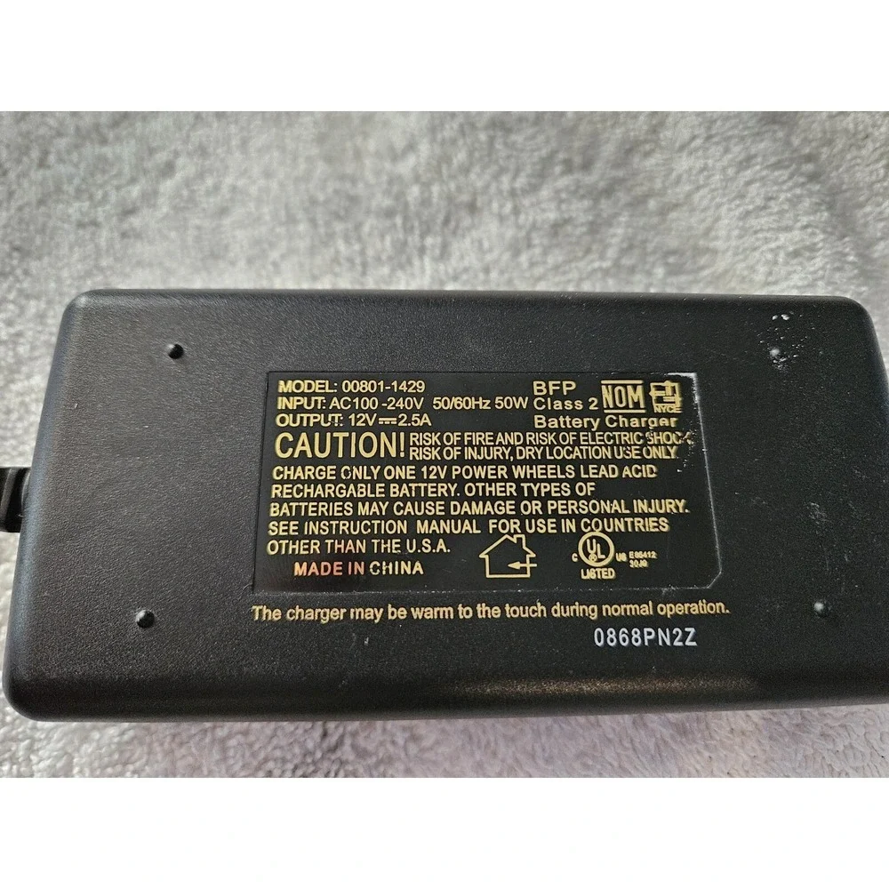 Genuine Fisher Price Power Wheels 12 Volt Quick Charger - Model 00801-1429‎